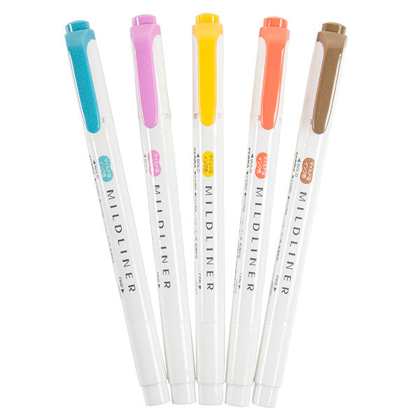 Zebra Mildliner Twin Tip Pastel Highlighter Set of 5 by Zebra at Cult Pens
