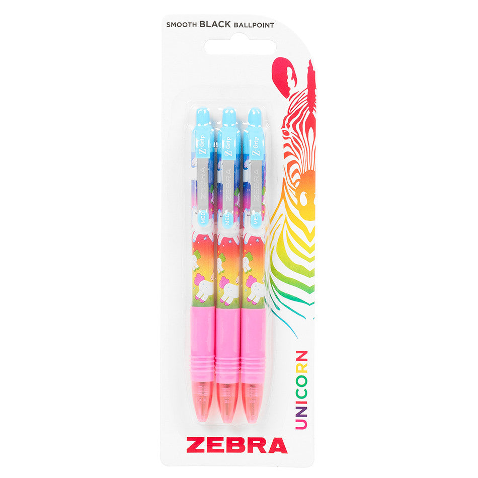 Zebra Z-Grip Ballpoint Pen Set of 3 Unicorn by Zebra at Cult Pens
