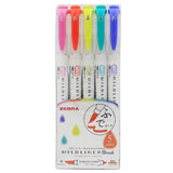 Zebra Mildliner Brush Pen 0.5-0.7mm Set of 5 by Zebra at Cult Pens