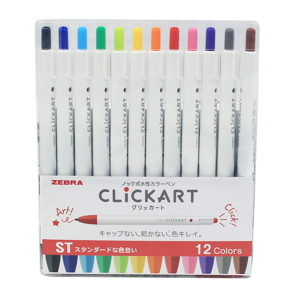 Zebra Clickart Water Based Marker 0.6mm Set of 12 Standard by Zebra at Cult Pens
