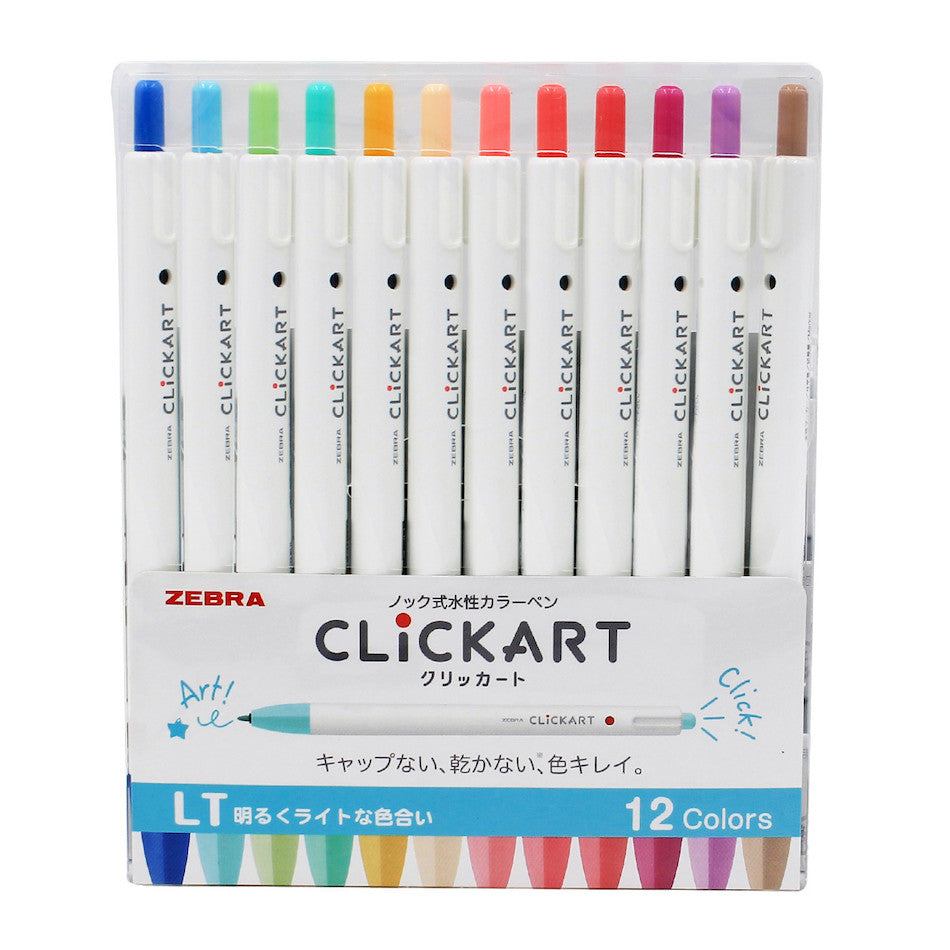 Zebra Clickart Water Based Marker 0.6mm Set of 12 Light by Zebra at Cult Pens