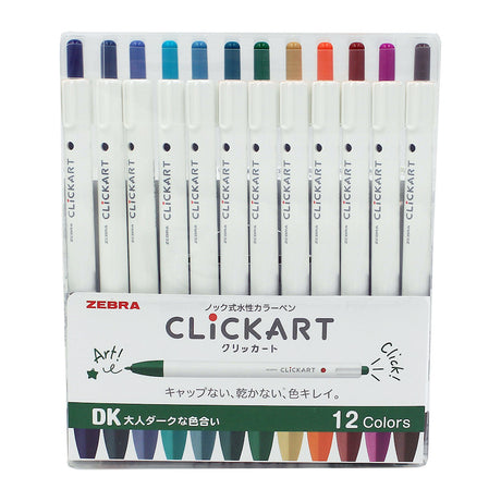 Zebra Clickart Water Based Marker 0.6mm Set of 12 Dark by Zebra at Cult Pens