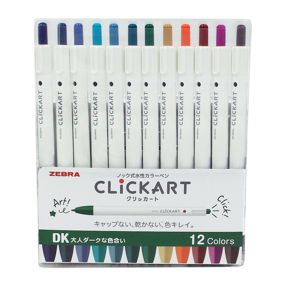 Zebra Clickart Water Based Marker 0.6mm Set of 12 Dark by Zebra at Cult Pens